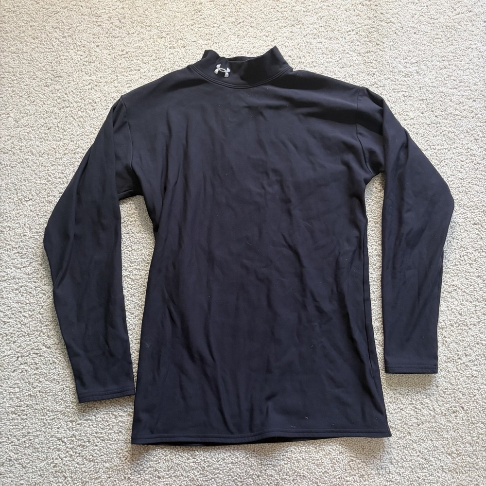 Under Armour Long Sleeve Shirt Mock Neck Baselayer Men's Large Black